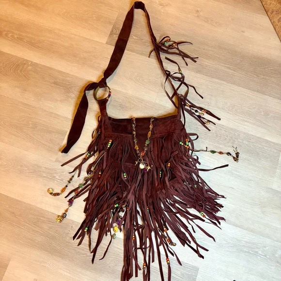 Handmade One of a Kind Boho Bag with Lots of Dangly Jewels and Gemstones